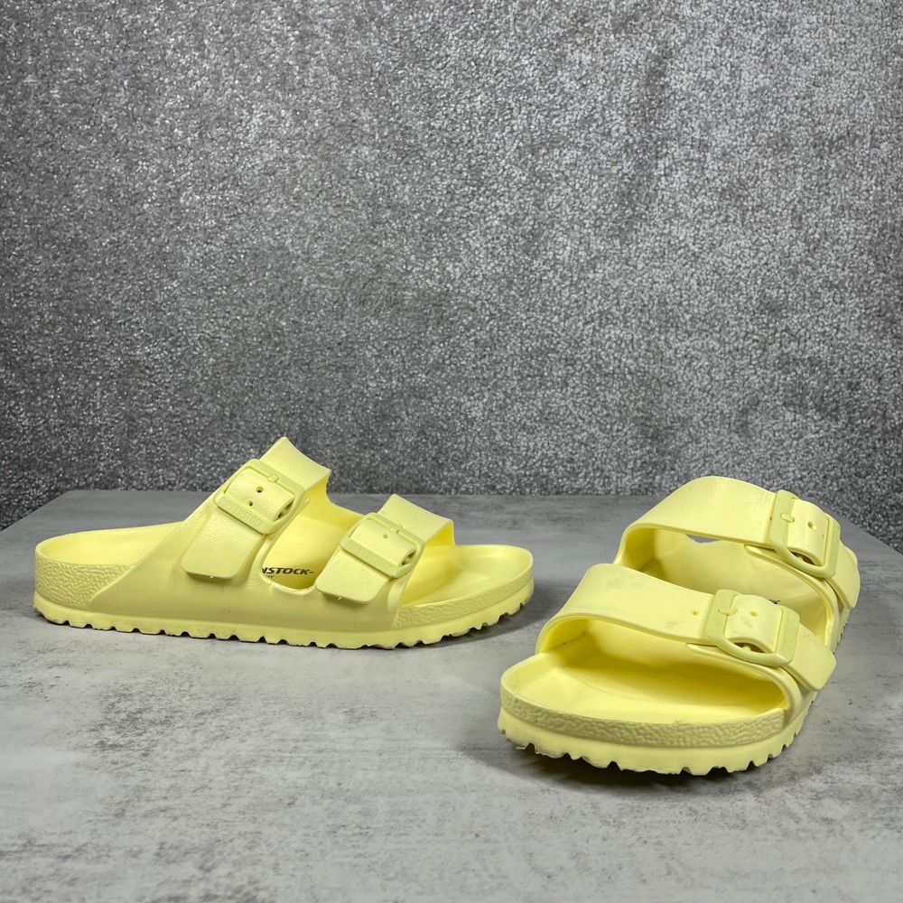 Birkenstock Arizona EVA Sandals Womens 8 Mens 6 Slides Two Strap Yellow